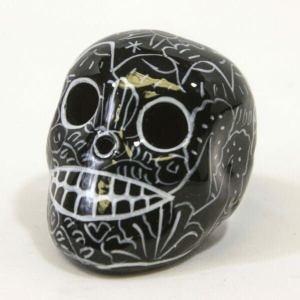 Day of the Dead Sugar Skull 2" Hand Painted Black