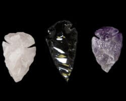Amethyst, Rose, and Obsidian Arrowhead Three Pack