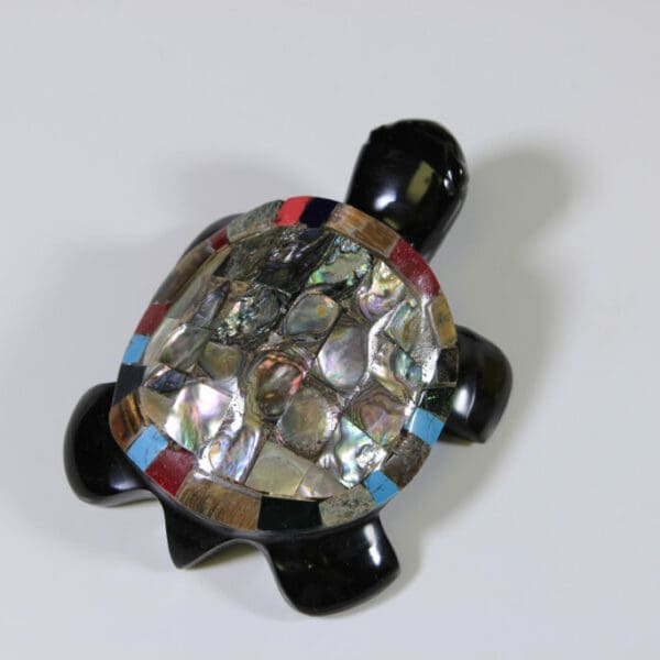Assorted Inlaid Obsidian Turtle 5" (One Turtle)
