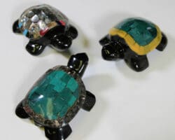 Assorted Inlaid Obsidian Turtle 5" (One Turtle)