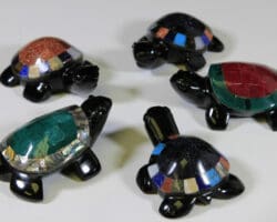 Assorted Inlaid Obsidian 4" Turtle (One Turtle)