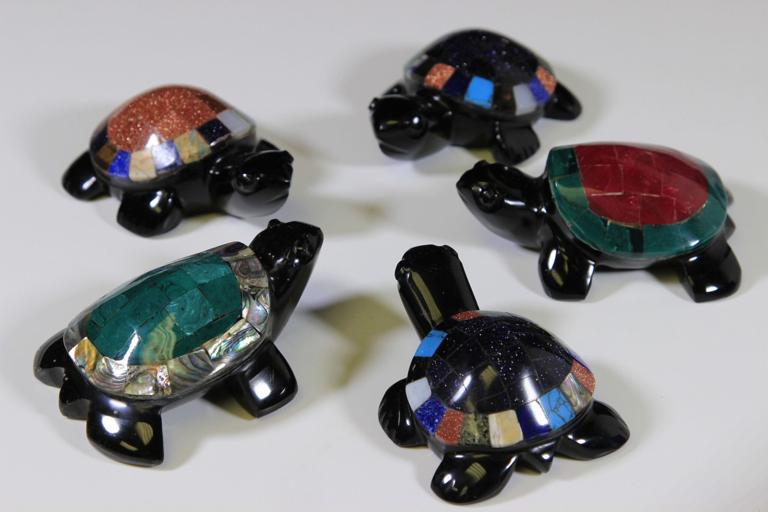 Assorted Inlaid Obsidian 4" Turtle (One Turtle)
