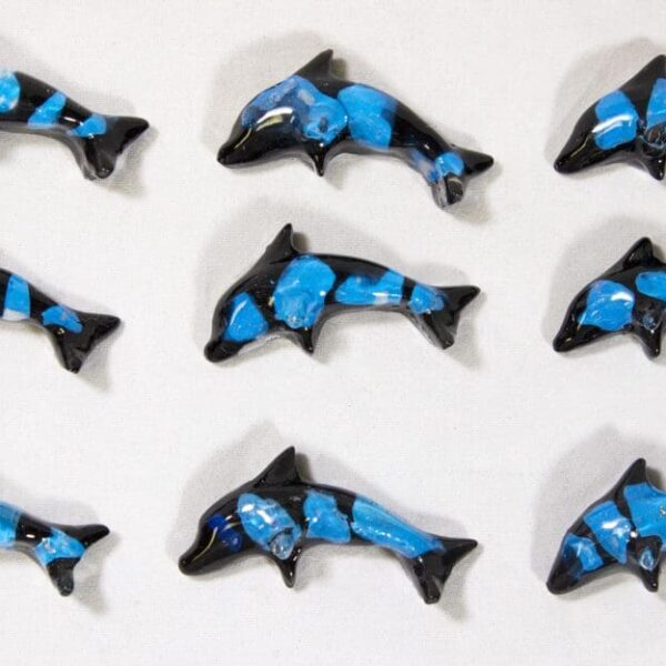 Baby Teal Dolphins - Semi Precious Mineral Figurine (One Dolphin)