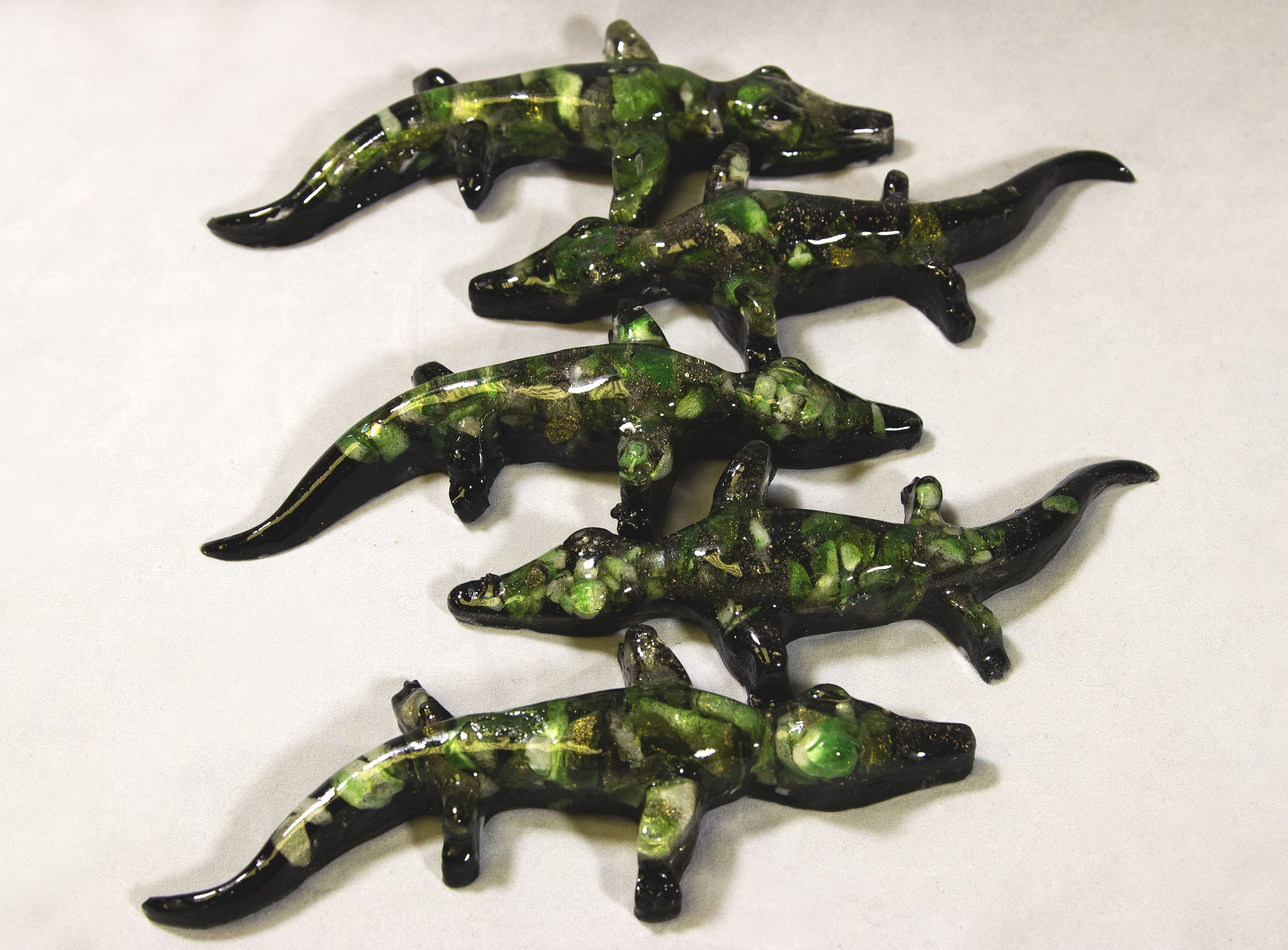 Green Alligator - Semi Precious Mineral Figurine (One Alligator)