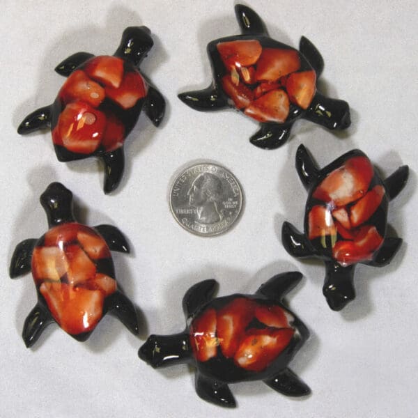 Small Red Turtle - Semi Precious Mineral Turtles (One Turtle)