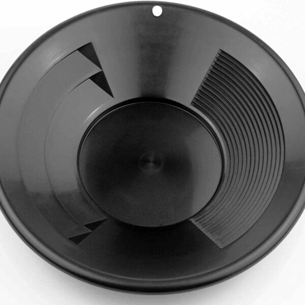 10" Black Plastic Gold Mining Pan with Two Types of Riffles (One Pan)