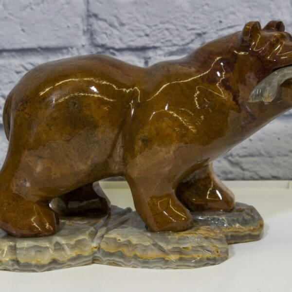 12" Marble Bear with Fish