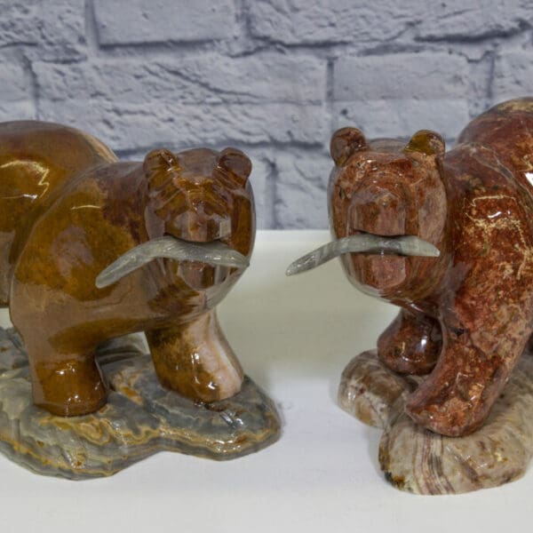 12" Marble Bear with Fish